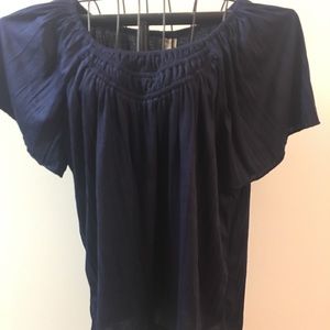 Faded Glory Top 1X Navy Blue Short Sleeve